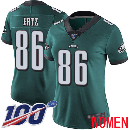 Women Philadelphia Eagles 86 Zach Ertz Midnight Green Team Color Vapor Untouchable NFL Jersey Limited Player 3